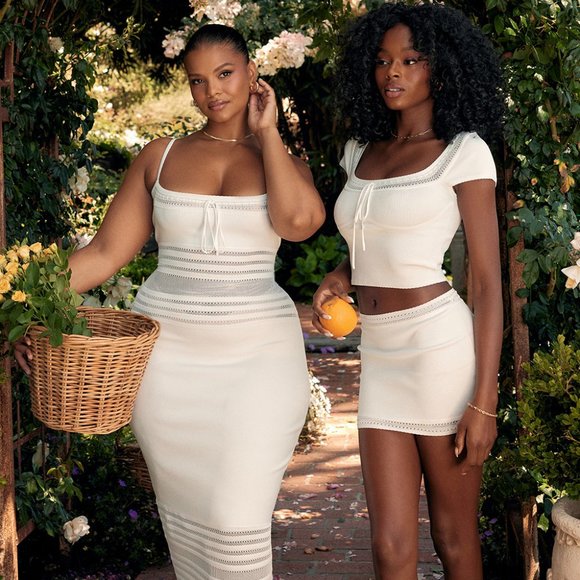 House of Cb 'Sarelle' Ivory Dainty Ribbed Knit Mini Skirt - Picture 4 of 12